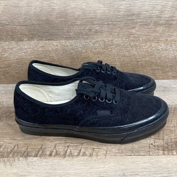 VANS OG Authentic LX Velvet Embroidery Leopard Black Skate Shoes Womens 8.5 NEW - Picture 2 of 10